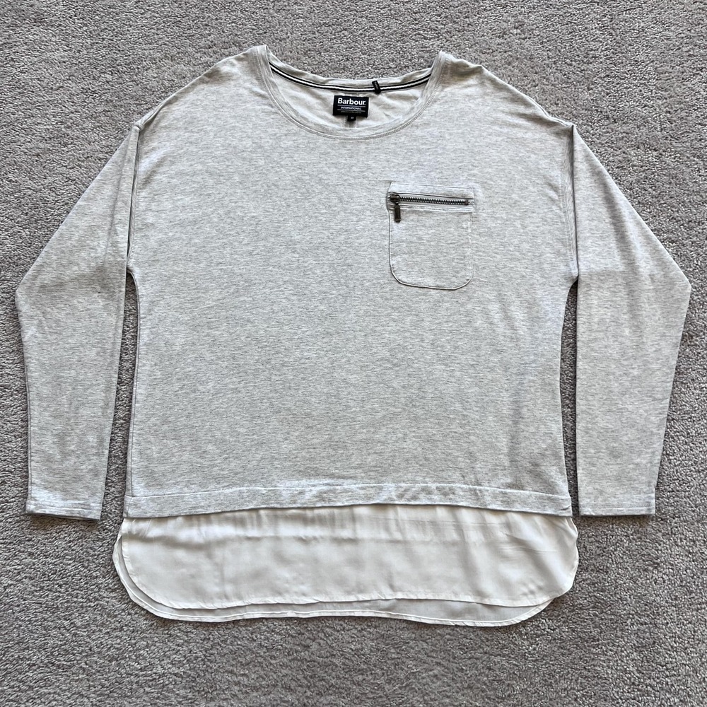 Barbour International Heyford Sweat Shirt Longsleeve Womens 18 Gray Zip Pocket